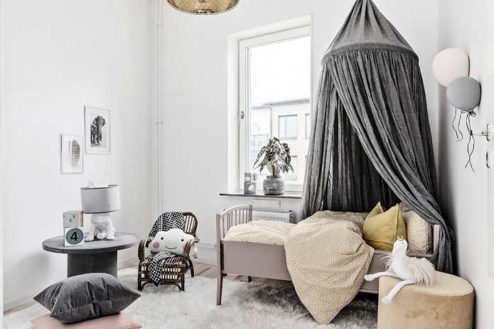 een meisjeskamer in Scandinavische stijl