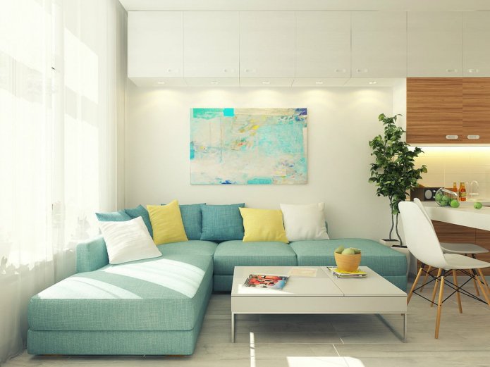 woonkamer in het ontwerp van de studio van 29 m?.