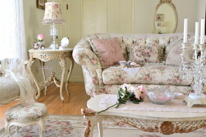 woonkamer in shabby chic stijl