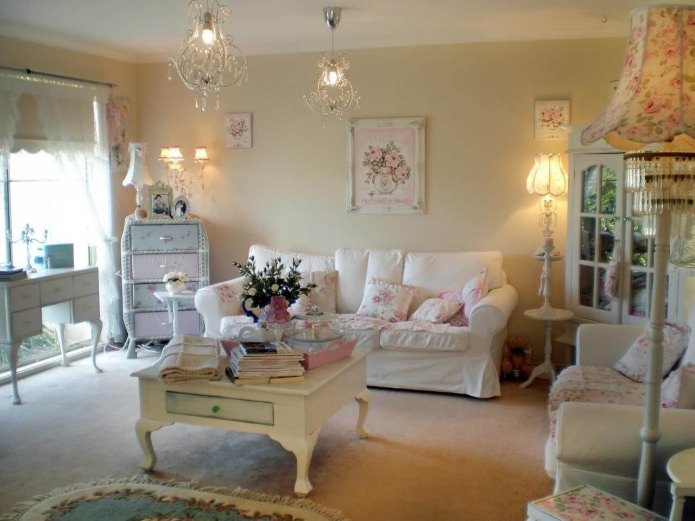 woonkamer in shabby chic stijl