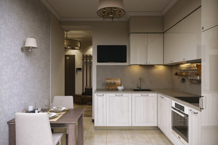 keukenset in het interieur van een 10 m? grote ruimte. keuken