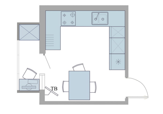 Diagram van keuken met balkon