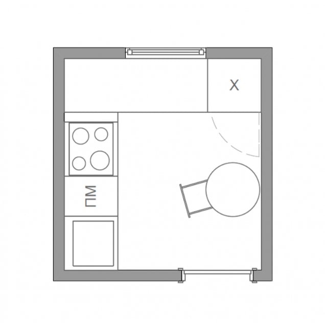 4 vierkante meter keukenplattegrond