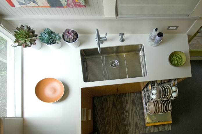 keukenoppervlak van 6 vierkante meter met een vaatwasser