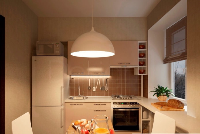 verlichting in een keuken van 6 vierkante meter