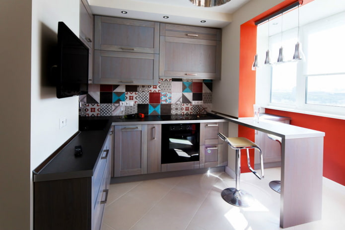 keuken gecombineerd met een balkon