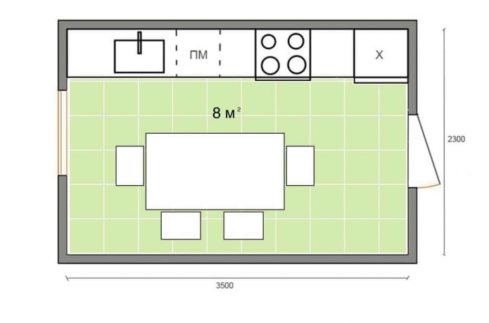 planning van een keuken van 8 m?