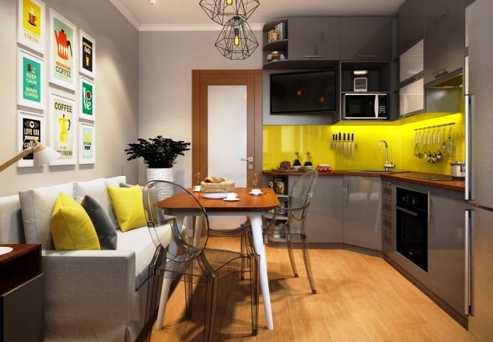 kleine bank in de keuken bij de muur