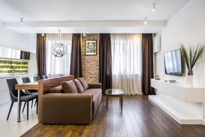 zonering van een woonkeuken van 20 vierkante meter