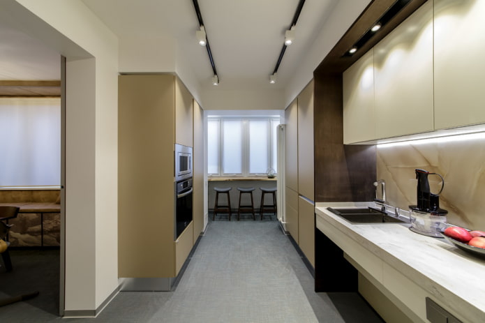 planning van een keuken gecombineerd met een loggia