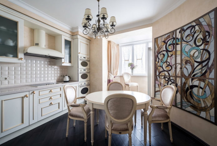 ontwerp van een keuken gecombineerd met een loggia