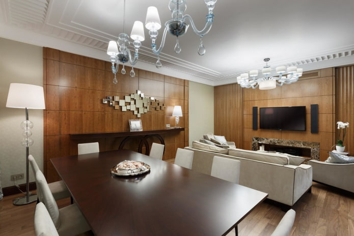 verlichtingsontwerp in het interieur van gecombineerde kamers