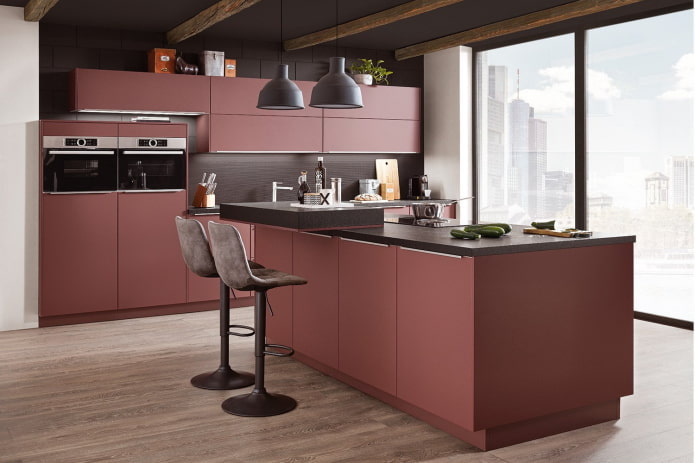 terracotta keuken in hightech stijl