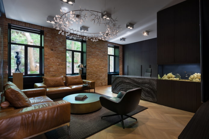 interieur van een appartement van 100 vierkante meter in loftstijl