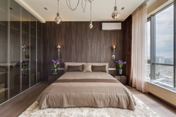 slaapkamerontwerp in het interieur van een appartement van 100 vierkante meter