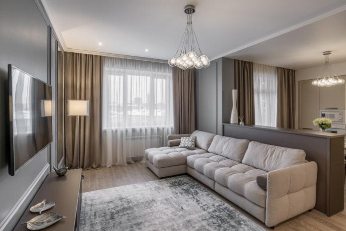 interieur van een vierkamerappartement van 100 vierkante meter
