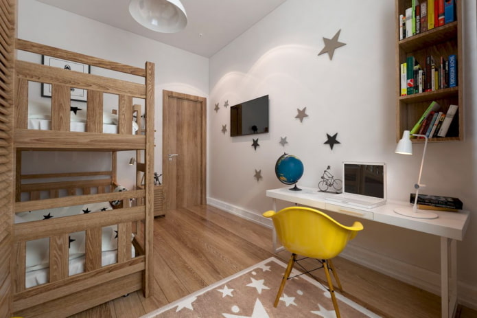 ontwerp van een kinderkamer in het interieur van een appartement van 100 vierkante meter