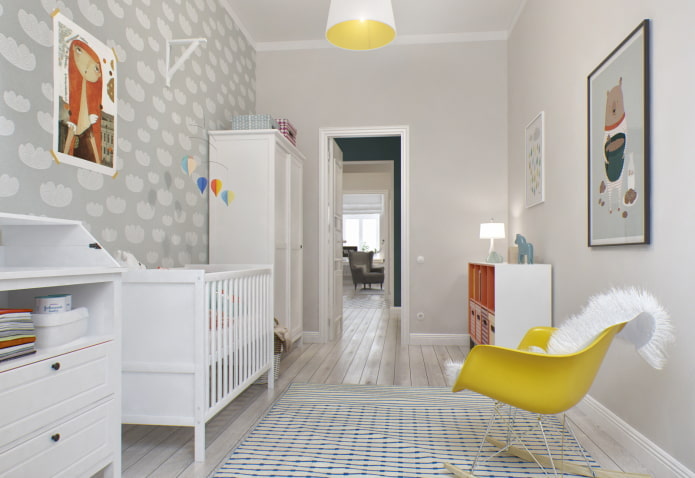 ontwerp van een kinderkamer in het interieur van een appartement van 100 vierkante meter