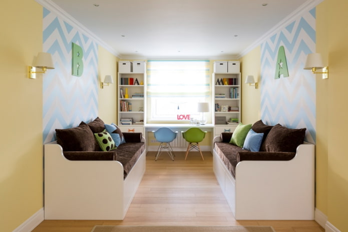 ontwerp van een kinderkamer in het interieur van een appartement van 100 vierkante meter
