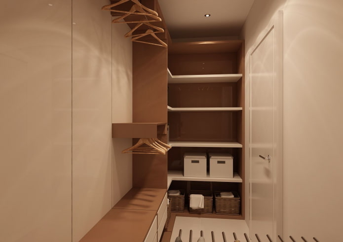 kleedkamerontwerp in het interieur van een appartement van 100 vierkante meter