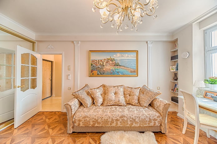 interieur van een appartement van 100 vierkante meter in een klassieke stijl