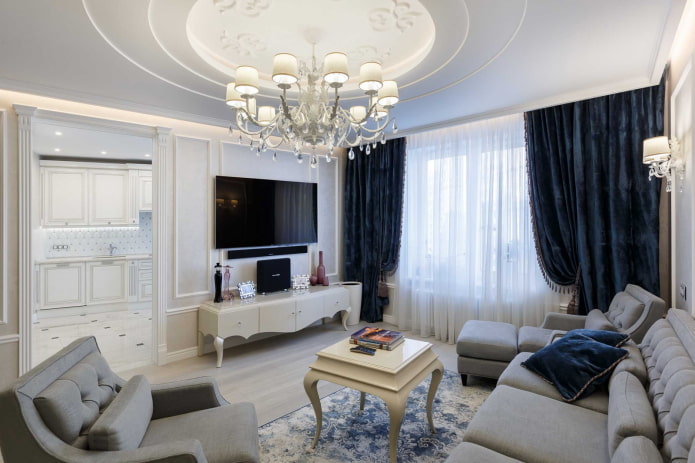 interieur van een appartement van 100 vierkante meter in neoklassieke stijl