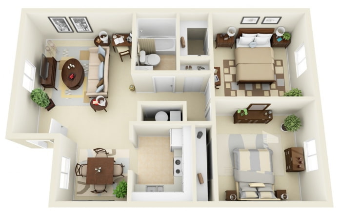 indeling van een appartement van 100 vierkante meter