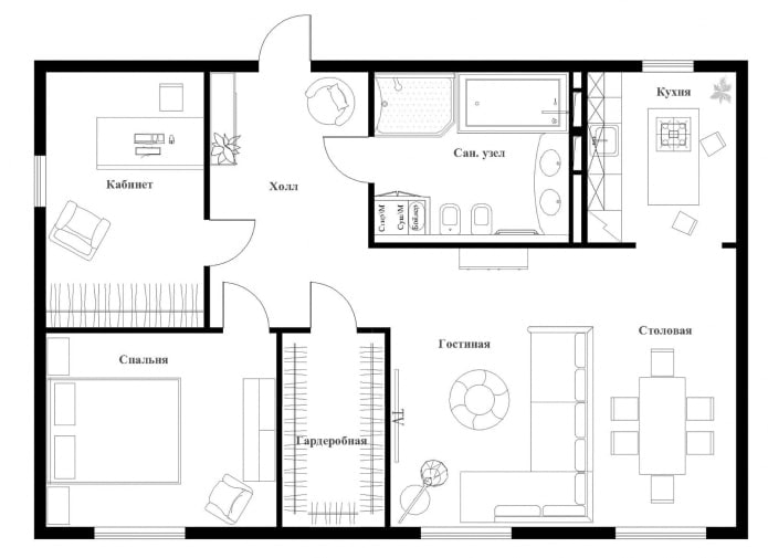 Indeling appartement van 100 vierkante meter