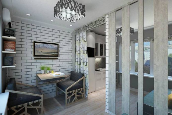 foto van het interieur van een studio van 14 m?.