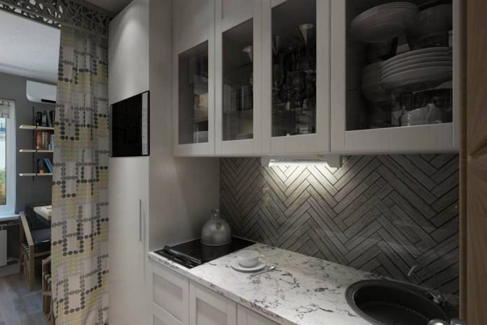 foto van het interieur van een studio van 14 m?.
