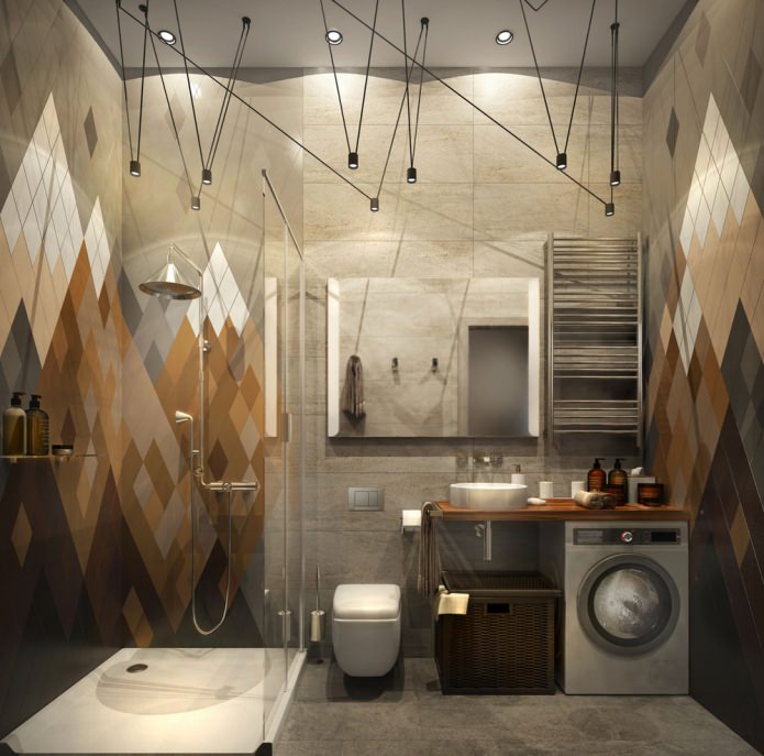 badkamer in het ontwerp van een klein appartement van 15 m?.