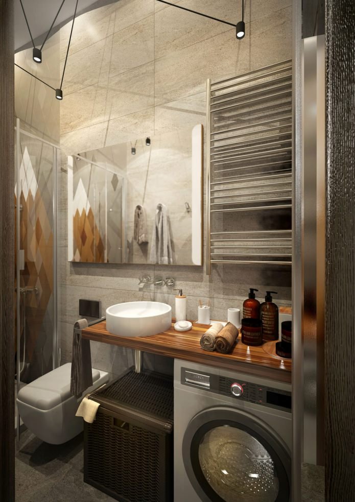 badkamer in het ontwerp van een klein appartement van 15 m?.