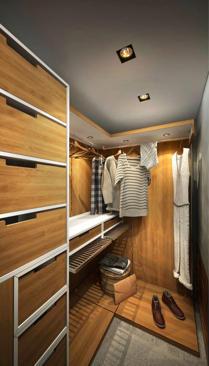 kleedkamer in het ontwerp van een klein appartement van 15 m?.