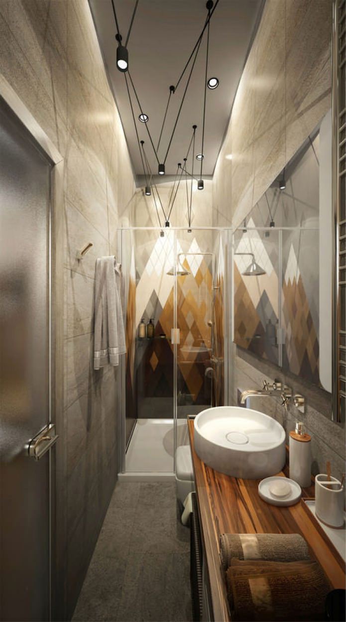badkamer in het ontwerp van een klein appartement van 15 m?.