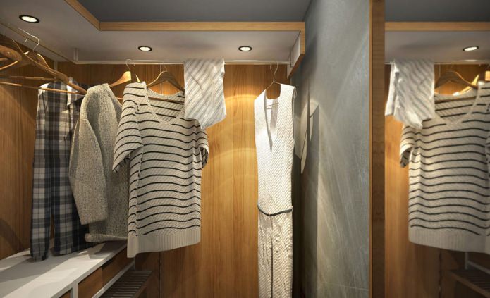 kleedkamer in het ontwerp van een klein appartement van 15 m?.