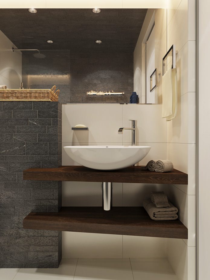 ontwerp van een badkamer in een studio-appartement