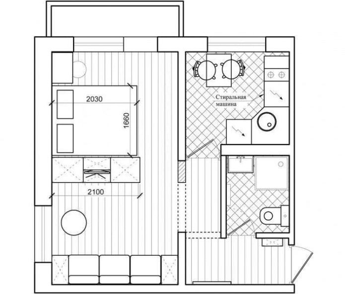Indeling van een appartement van 32 m?