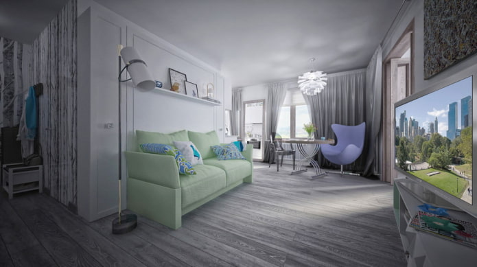 Woonkamer met slaapkamer