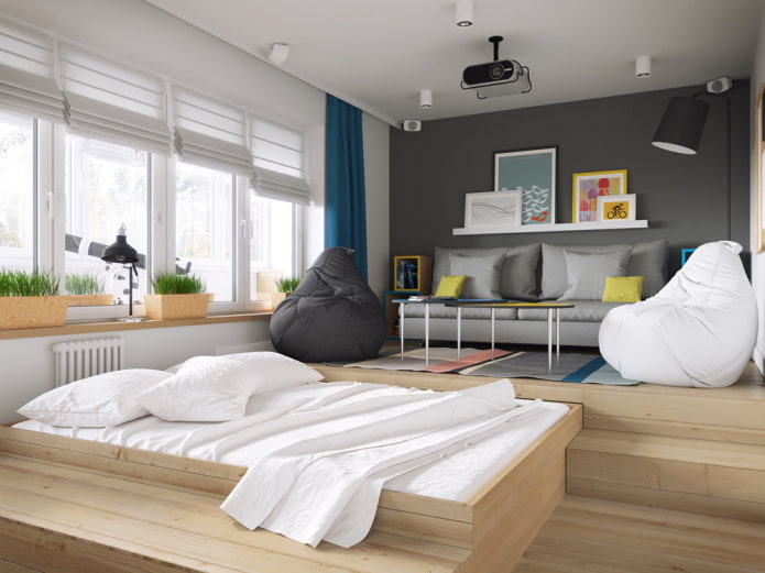 Bed in een podium