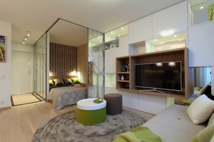 interieur van een eenkamerappartement van 35 vierkante meter