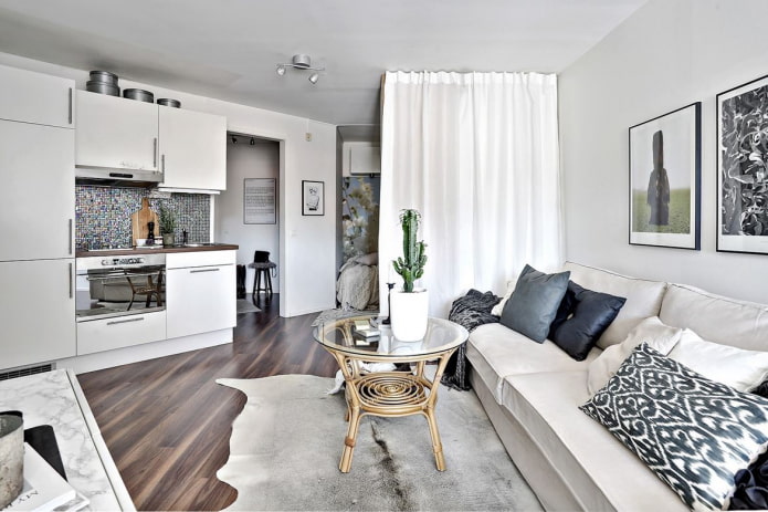 interieur van een studio van 35 vierkante meter