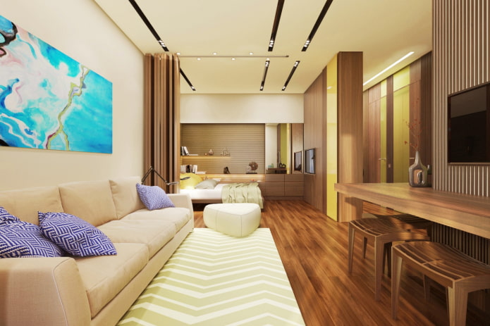 interieur van een eenkamerappartement van 35 vierkante meter