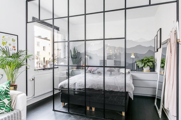 zonering in het interieur van een appartement van 35 vierkanten