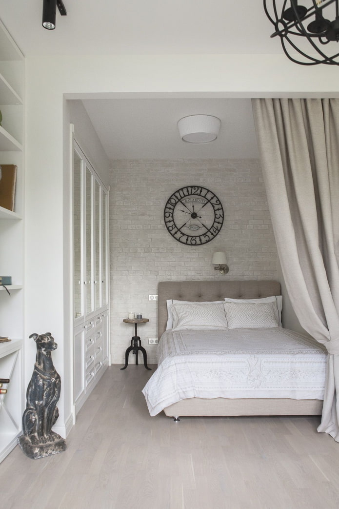 slaapkamerinterieur in een appartement van 36 vierkante meter