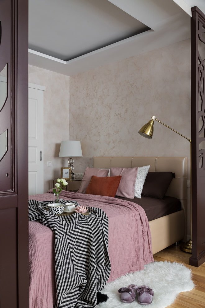 slaapkamerinterieur in een appartement van 36 vierkante meter