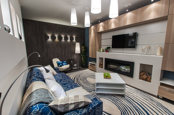 woonkamerinterieur in een appartement van 36 vierkante meter