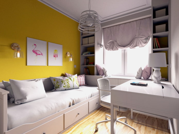 kinderkamerinterieur in een appartement van 36 vierkante meter
