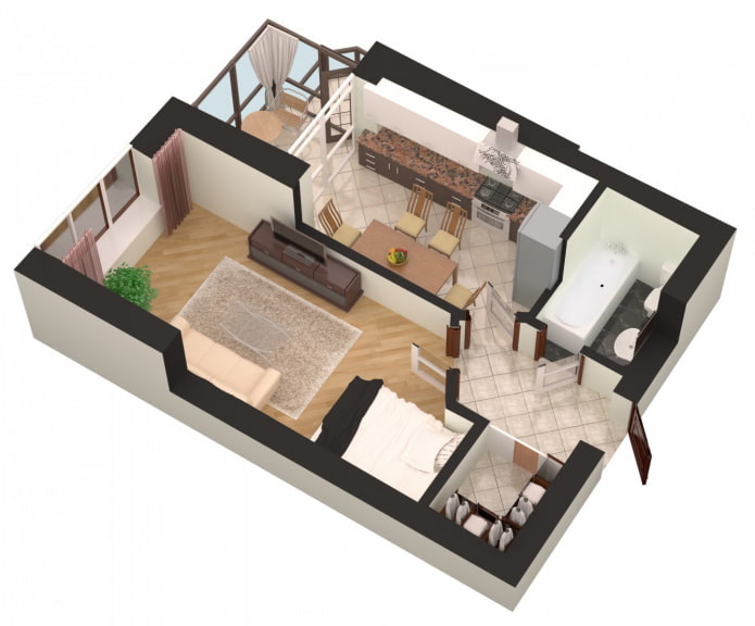Eenkamerappartement met een woon-/slaapkamer en een balkon