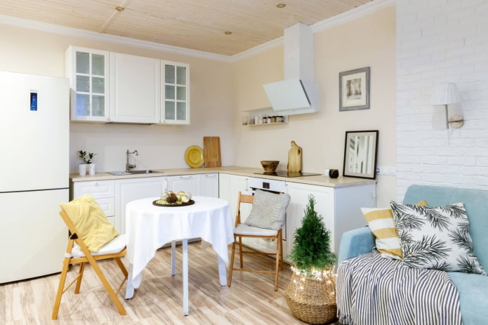 Tweekamerappartement in Europese stijl met een keuken en slaapkamer