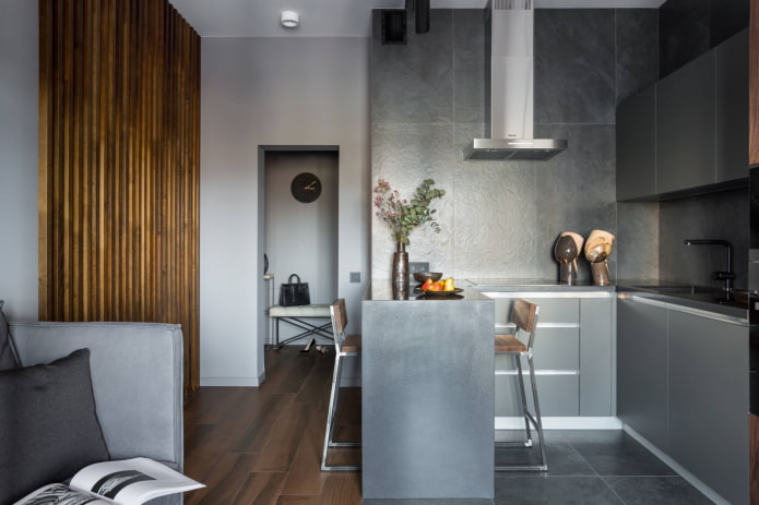 Keukendesign in een tweekamerappartement in Europese stijl